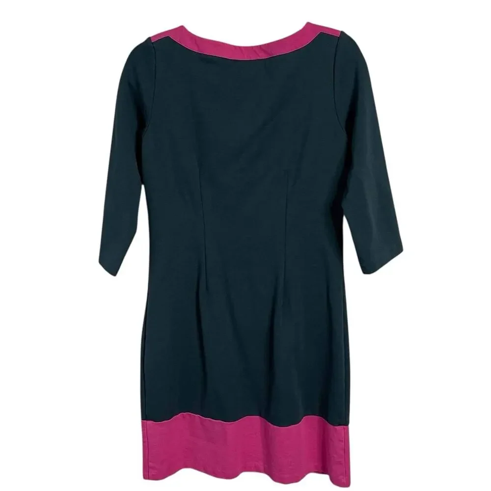 Womens Boden Siobhan Lined Ponte Shift Dress Blue Pink Colorblock Jersey Sze 6R - Picture 4 of 8